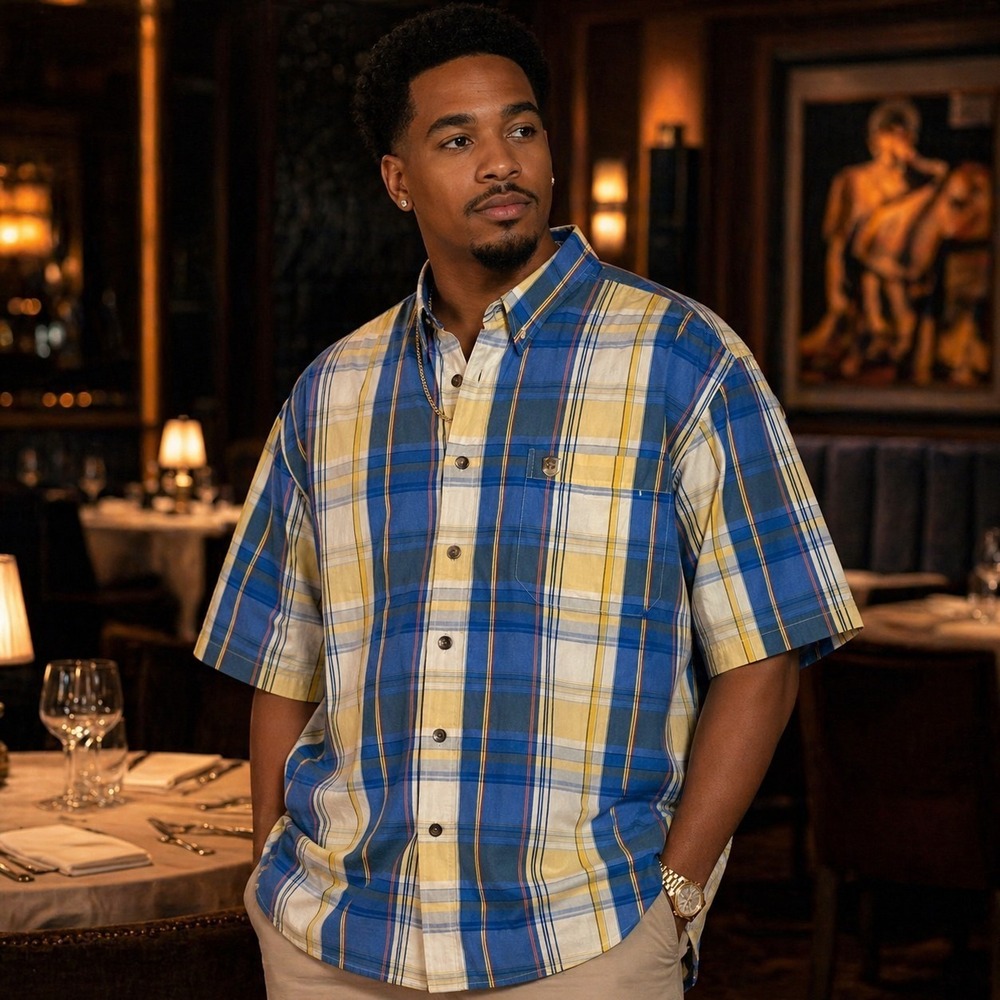 Phat Farm Men's Xl Plaid Button-Down Up Shirt Y2K Hip Hop Streetwear Urban Retro